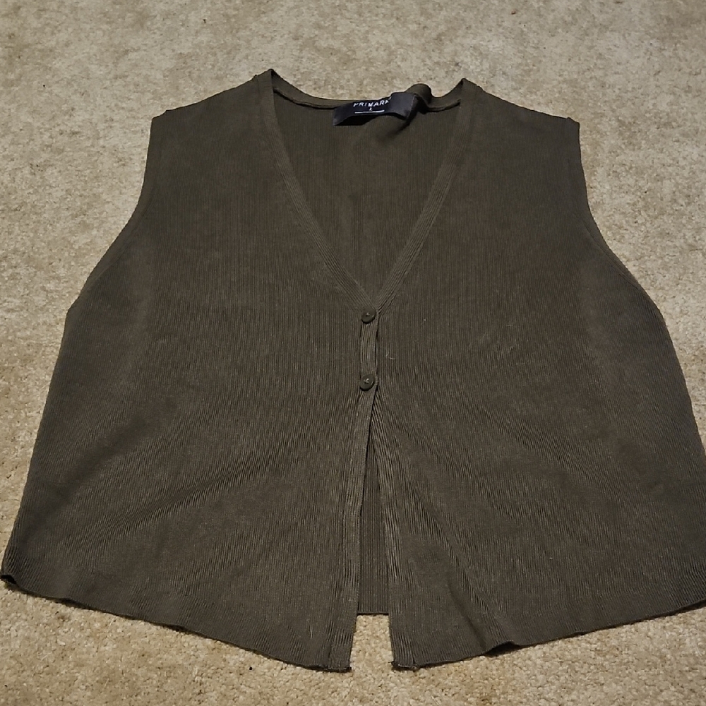 Olive Green Button-Up Vest Top